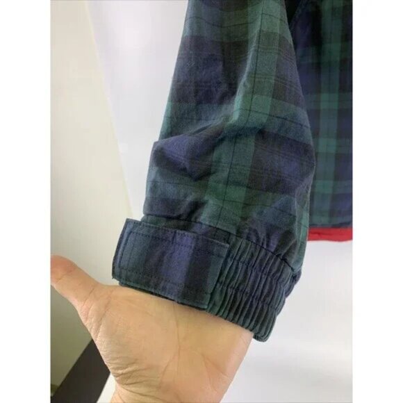 Chaps Ralph Lauren  Plaid Pullover Jacket Hood Green Quarter Zip Pocket Men's M - Picture 4 of 13